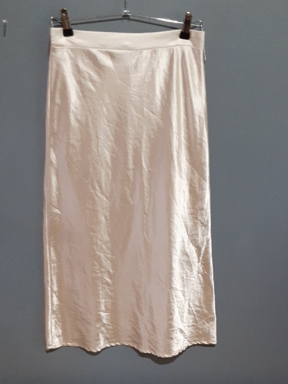 PrettyLittleThing Cream Satin Bias Midi Skirt